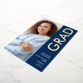 Grad 2025 Photo Navy金ゴールドフォイル実在発表 箔招待状 (回転した状態)