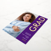 Grad 2025 Photo Purple金ゴールドホイル実在発表 箔招待状 (回転した状態)