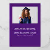 Grad 2025 Photo Purple金ゴールドホイル実在発表 箔招待状 (裏面)