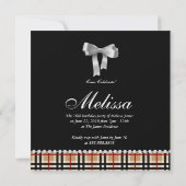 Grad Announcement Plaid Pattern写真モダン 招待状 (裏面)