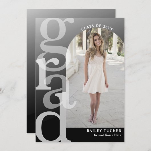 GRAD Arch写真グラデーション卒業発表 サンキューカード (正面/裏面)