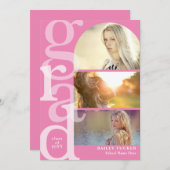 GRAD Arch 3写真卒業モダン招待状 サンキューカード (正面/裏面)