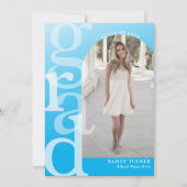 GRAD Arch Photo グラデーション Blue卒業発表 サンキューカード (正面)