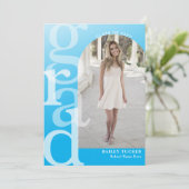 GRAD Arch Photo グラデーション Blue卒業発表 サンキューカード (スタンド正面)