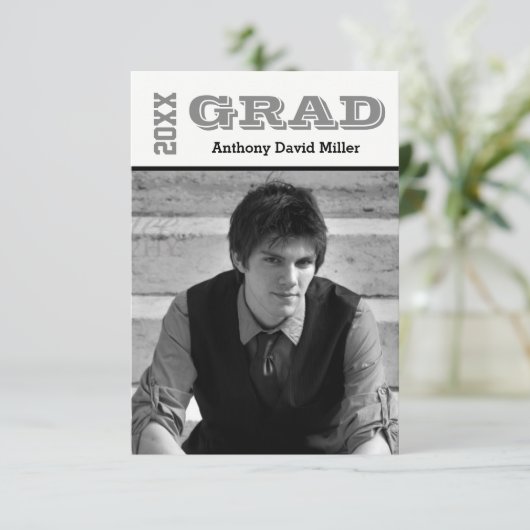 Grad Black/White - 3x5卒業発表 招待状 (スタンド正面)