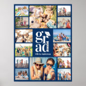 Grad Blue Multiple Photo Collage Memories ポスター (正面)