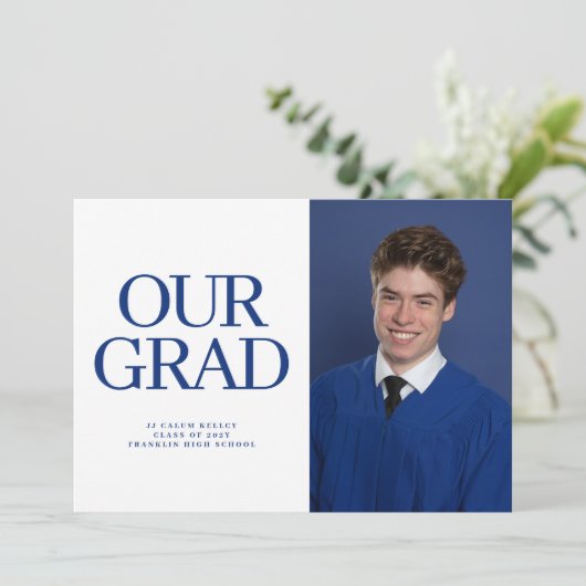 GRAD BLUE WHITE 2写真卒業 招待状 (スタンド正面)