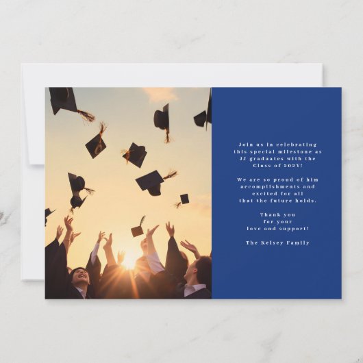 GRAD BLUE WHITE 2写真卒業 招待状 (裏面)