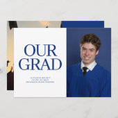 GRAD BLUE WHITE 2写真卒業 招待状 (正面/裏面)