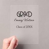 Grad bold letter graduation name class of 20XX sim アクリル招待状 (インサイチュ (ポータブル))