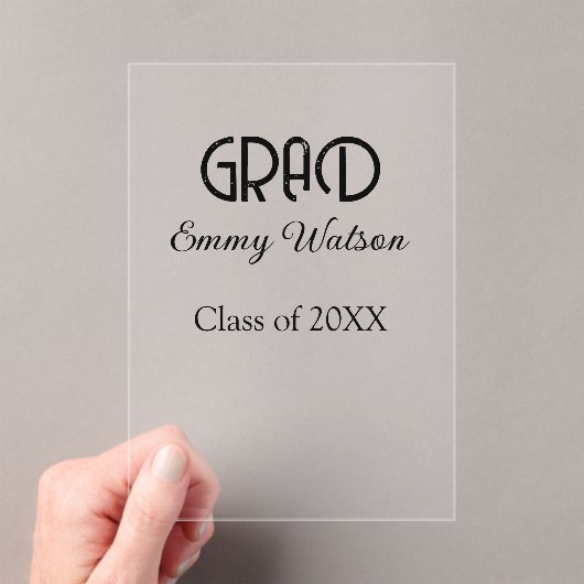 Grad bold letter graduation name class of 20XX sim アクリル招待状 (インサイチュ (ポータブル))
