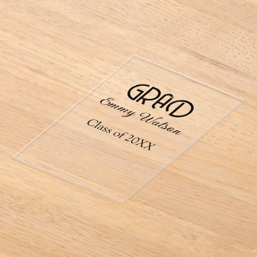 Grad bold letter graduation name class of 20XX sim アクリル招待状 (レイダウン)