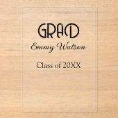 Grad bold letter graduation name class of 20XX sim アクリル招待状 (正面)