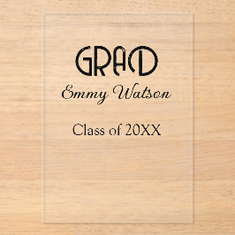 Grad bold letter graduation name class of 20XX sim アクリル招待状