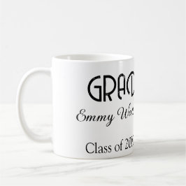 Grad bold letter graduation name class of 20XX sim コーヒーマグカップ