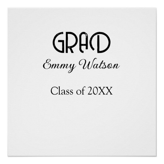 Grad bold letter graduation name class of 20XX sim ポスター (正面)