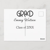 Grad bold letter graduation name class of 20XX sim ポストカード (裏面)