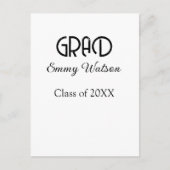 Grad bold letter graduation name class of 20XX sim ポストカード (正面)