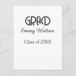 Grad bold letter graduation name class of 20XX sim ポストカード