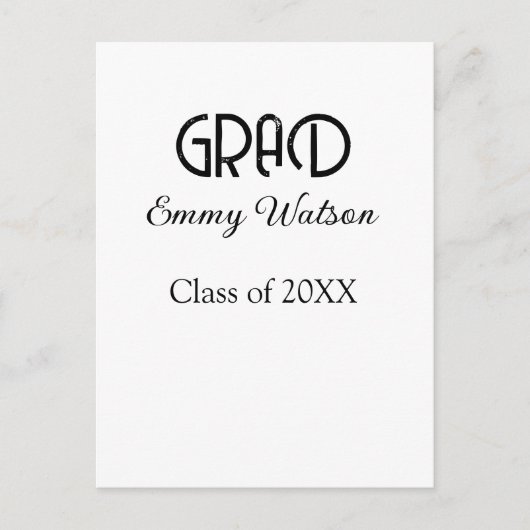 Grad bold letter graduation name class of 20XX sim ポストカード (正面)