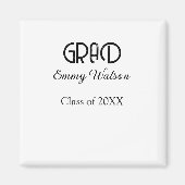 Grad bold letter graduation name class of 20XX sim マグネット (正面)