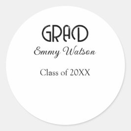 Grad bold letter graduation name class of 20XX sim ラウンドシール