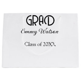 Grad bold letter graduation name class of 20XX sim ラージペーパーバッグ