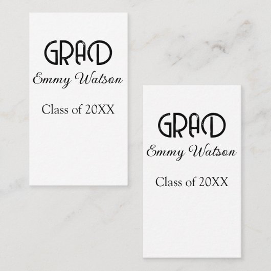 Grad bold letter graduation name class of 20XX sim 名刺 (正面/裏面)