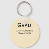 Grad bold letter name class of 20XX yellow pastel  キーホルダー (裏面)
