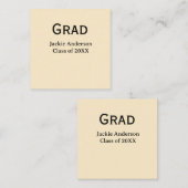 Grad bold letter name class of 20XX yellow pastel  スクエア名刺 (正面/裏面)
