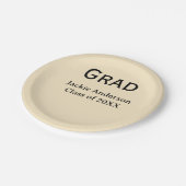 Grad bold letter name class of 20XX yellow pastel  ペーパープレート (アングル)