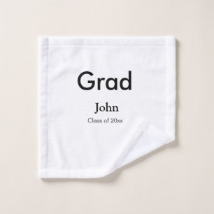 grad boy add nameおめでとう日付年文字 ウォッシュタオル
