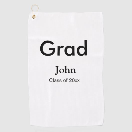 grad boy add nameおめでとう日付年文字 ゴルフタオル (正面)