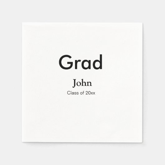grad boy add nameおめでとう日付年文字 スタンダードカクテルナプキン (正面)