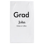 grad boy add nameおめでとう日付年文字 スモールペーパーバッグ (裏面)
