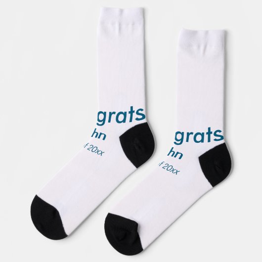 grad boy add nameおめでとう日付年文字 ソックス (左)