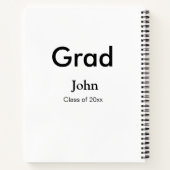 grad boy add nameおめでとう日付年文字 ノートブック (裏面)