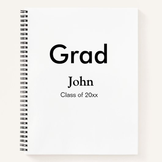 grad boy add nameおめでとう日付年文字 ノートブック (正面)