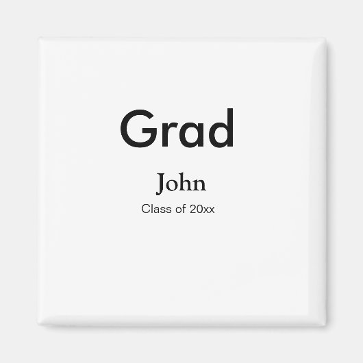grad boy add nameおめでとう日付年文字 マグネット (正面)