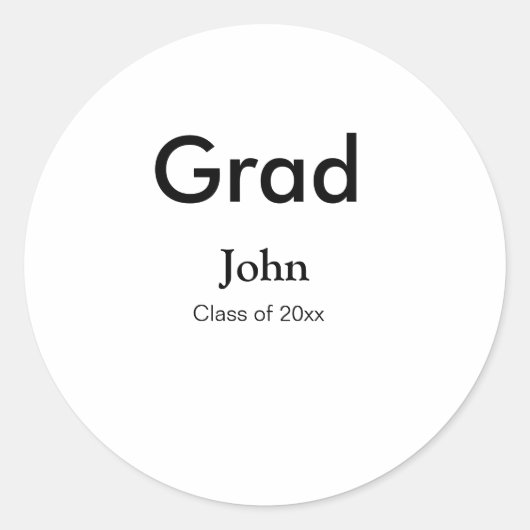 grad boy add nameおめでとう日付年文字 ラウンドシール (正面)