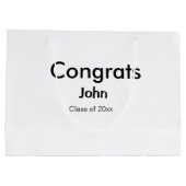 grad boy add nameおめでとう日付年文字 ラージペーパーバッグ (裏面)