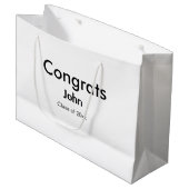 grad boy add nameおめでとう日付年文字 ラージペーパーバッグ (正面アングル)