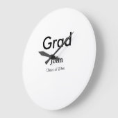 grad boy add nameおめでとう日付年文字 ラージ壁時計 (傾斜)