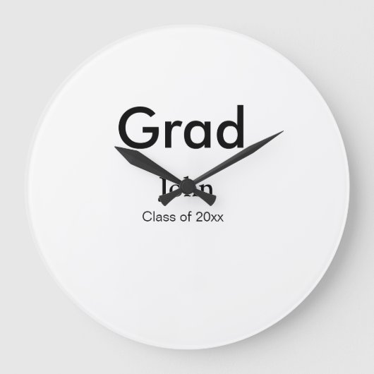 grad boy add nameおめでとう日付年文字 ラージ壁時計 (正面)