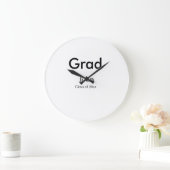 grad boy add nameおめでとう日付年文字 ラージ壁時計 (ホーム)