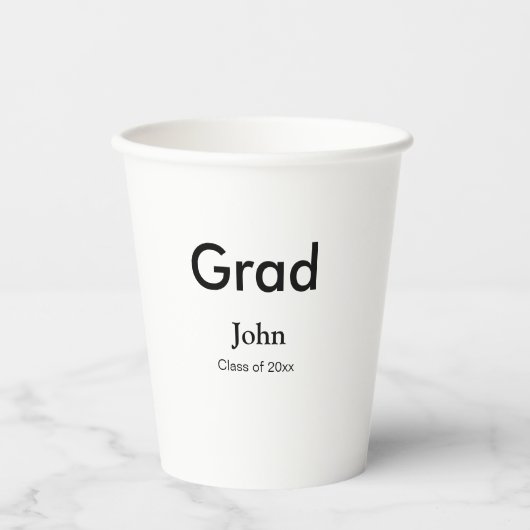 grad boy add nameおめでとう日付年文字 紙コップ (正面)