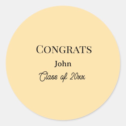 grad boy add name congrats date year text ラウンドシール (正面)