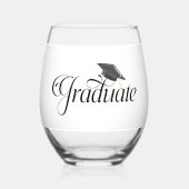 Grad Capクラスパーソナライズされたの大学院生 ステムなしワイングラス (正面)
