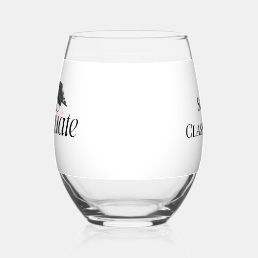 Grad Capクラスパーソナライズされたの大学院生 ステムなしワイングラス (左)