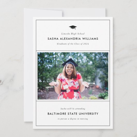 Grad Capフォトコンボの発表と招待状 案内状 (正面)